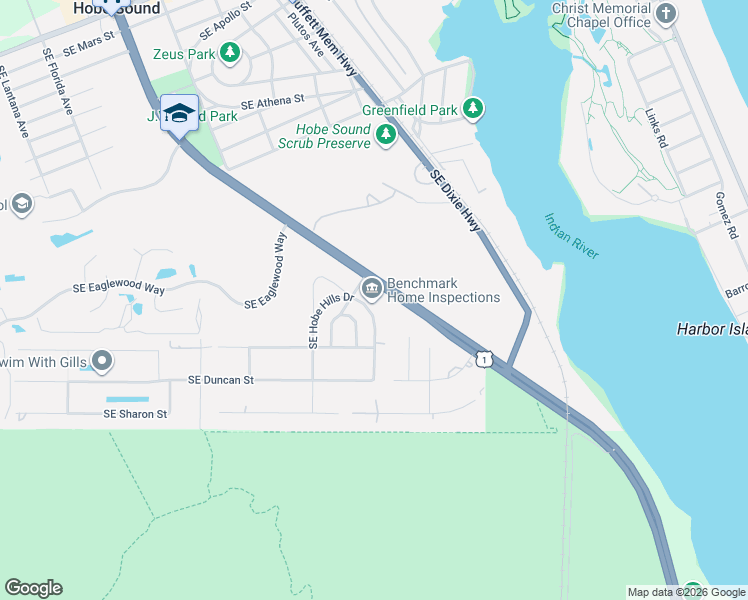 map of restaurants, bars, coffee shops, grocery stores, and more near 13044 Southeast Hobe Hills Drive in Hobe Sound