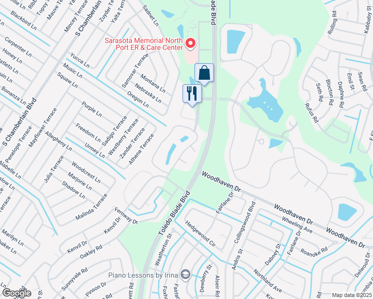 map of restaurants, bars, coffee shops, grocery stores, and more near 3570 Island Club Drive in North Port