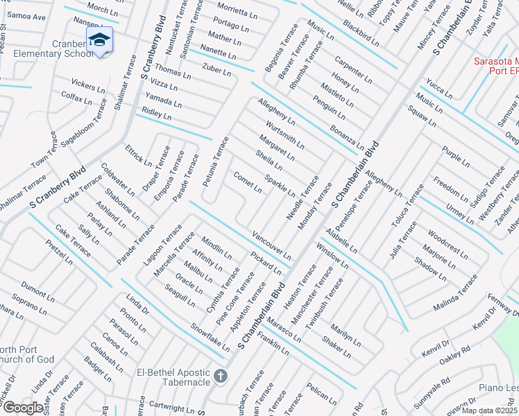 map of restaurants, bars, coffee shops, grocery stores, and more near 3767 Waffle Terrace in North Port