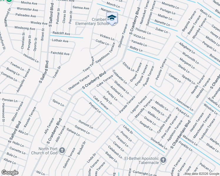 map of restaurants, bars, coffee shops, grocery stores, and more near 2831 Ashland Lane in North Port