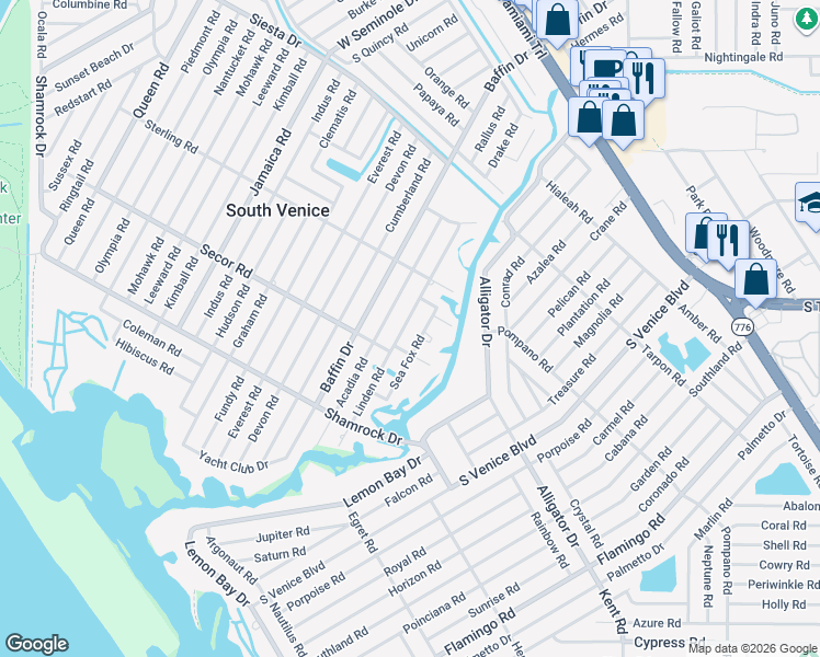 map of restaurants, bars, coffee shops, grocery stores, and more near 824 Linden Road in Venice