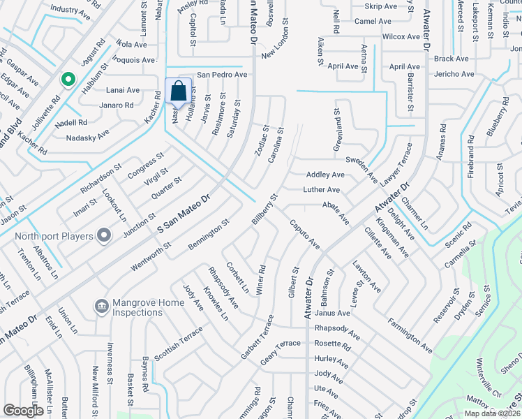 map of restaurants, bars, coffee shops, grocery stores, and more near 5350 Atwater Drive in North Port