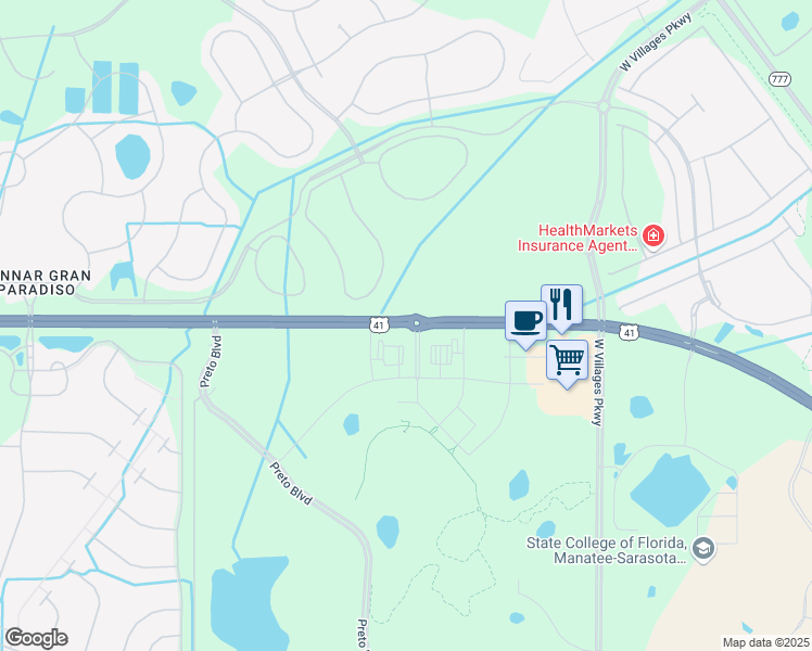 map of restaurants, bars, coffee shops, grocery stores, and more near 7418 South Tamiami Trail in Venice