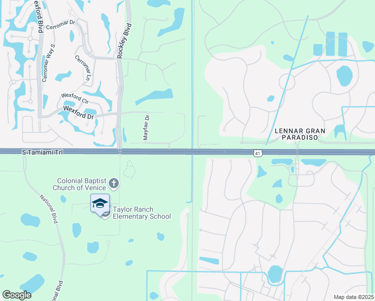 map of restaurants, bars, coffee shops, grocery stores, and more near South Tamiami Trail in Venice