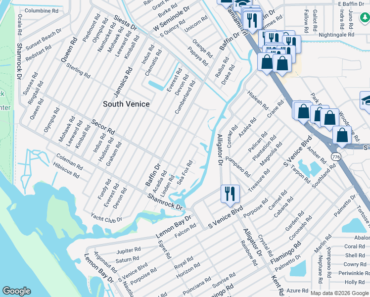map of restaurants, bars, coffee shops, grocery stores, and more near 824 Linden Road in Venice