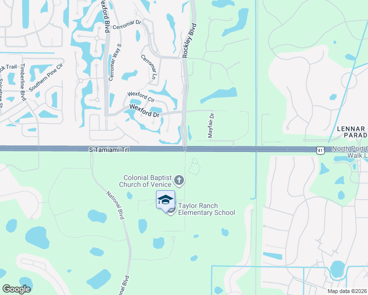 map of restaurants, bars, coffee shops, grocery stores, and more near South Tamiami Trail in Venice