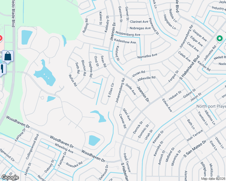map of restaurants, bars, coffee shops, grocery stores, and more near 3300 East Elias Circle in North Port