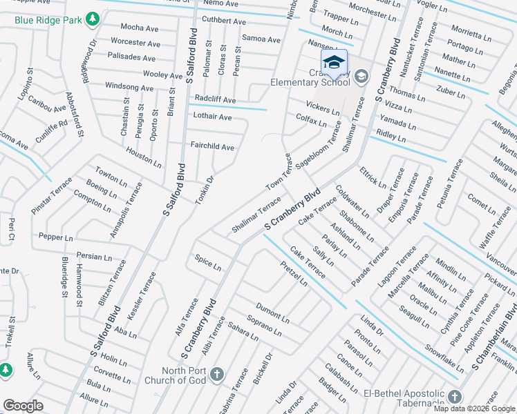 map of restaurants, bars, coffee shops, grocery stores, and more near 3684 Shalimar Terrace in North Port