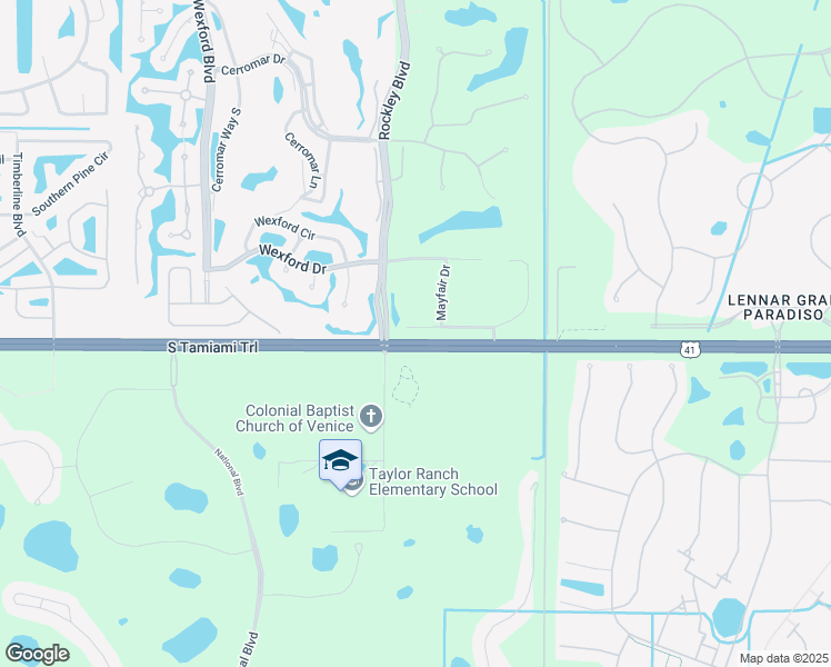 map of restaurants, bars, coffee shops, grocery stores, and more near 362 Fareham Drive in Venice