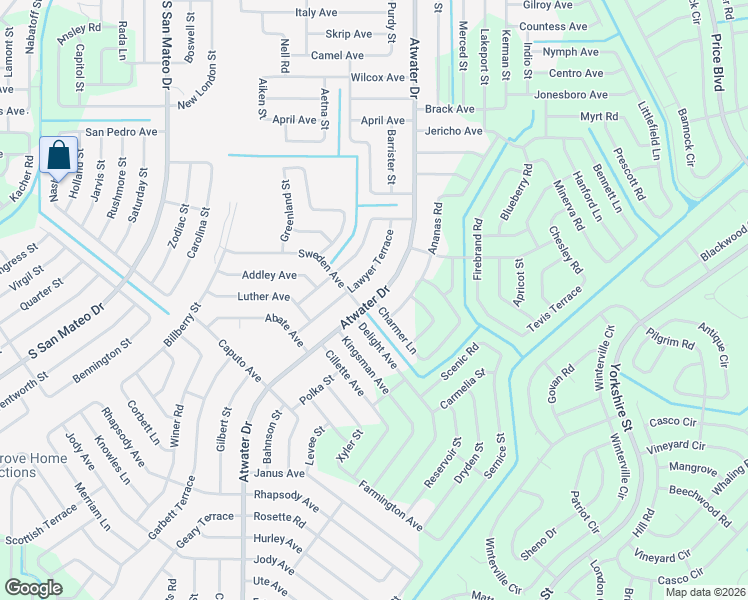 map of restaurants, bars, coffee shops, grocery stores, and more near Atwater Drive in North Port