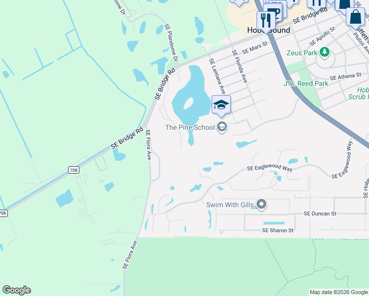 map of restaurants, bars, coffee shops, grocery stores, and more near 12463 Southeast Plandome Drive in Hobe Sound