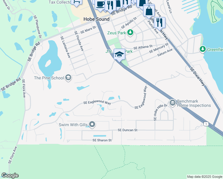 map of restaurants, bars, coffee shops, grocery stores, and more near 12812 Southeast Royal Troon Court in Hobe Sound