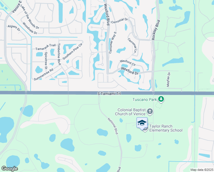 map of restaurants, bars, coffee shops, grocery stores, and more near 318 Langholm Drive in Venice