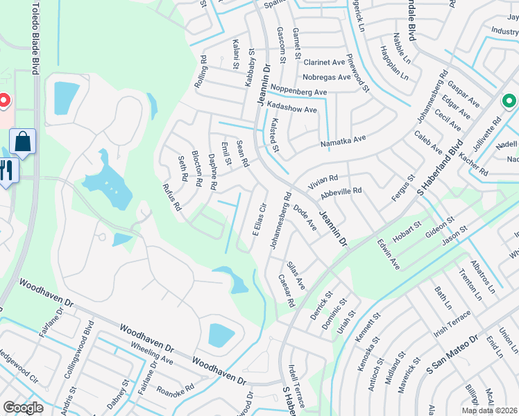 map of restaurants, bars, coffee shops, grocery stores, and more near 3220 East Elias Circle in North Port
