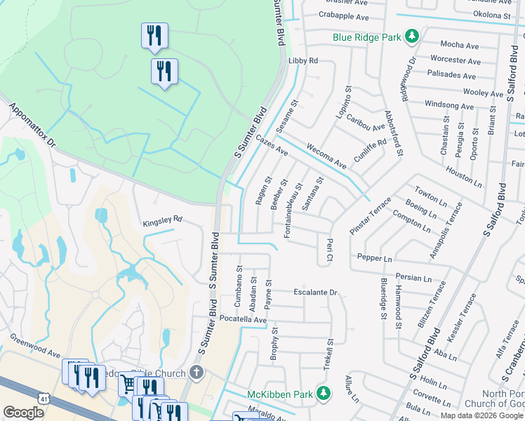 map of restaurants, bars, coffee shops, grocery stores, and more near 3905 Beeber Street in North Port