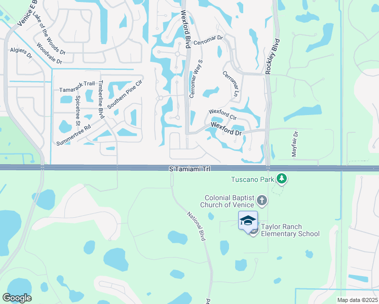 map of restaurants, bars, coffee shops, grocery stores, and more near 318 Langholm Drive in Venice