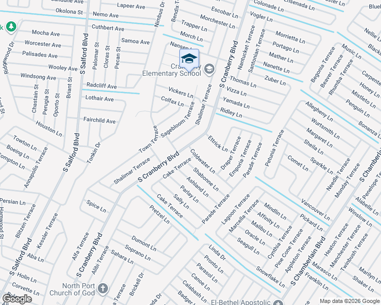 map of restaurants, bars, coffee shops, grocery stores, and more near 2933 Coldwater Lane in North Port