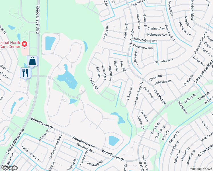 map of restaurants, bars, coffee shops, grocery stores, and more near 3161 Daphne Road in North Port