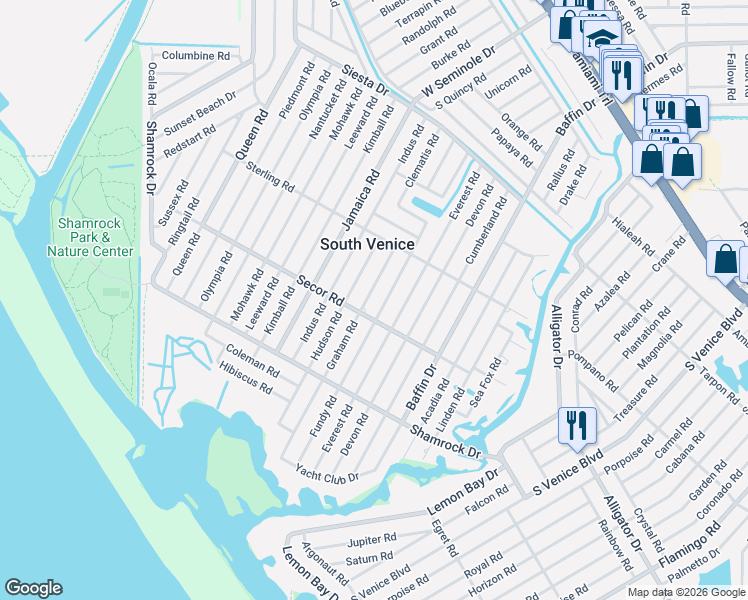 map of restaurants, bars, coffee shops, grocery stores, and more near 1050 Fundy Road in Venice