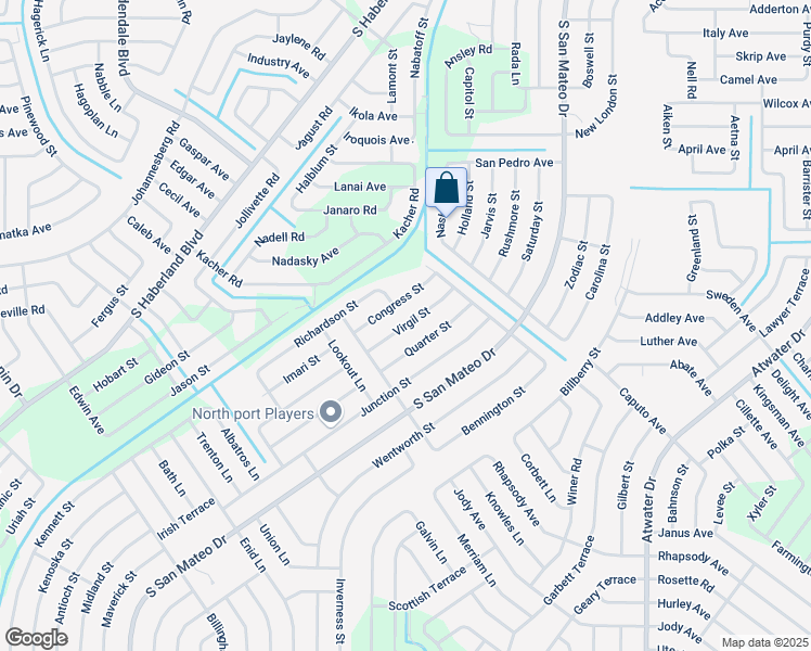 map of restaurants, bars, coffee shops, grocery stores, and more near Virgil Street in North Port