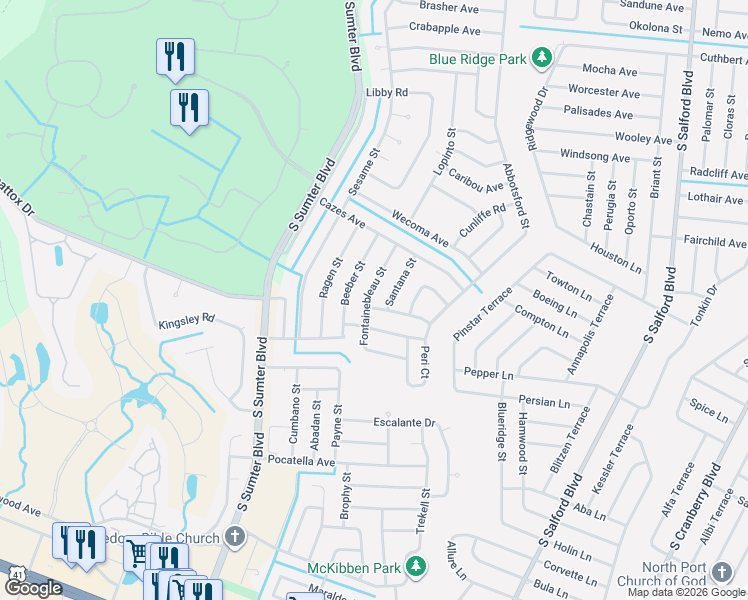 map of restaurants, bars, coffee shops, grocery stores, and more near 1235 Arobea Avenue in North Port