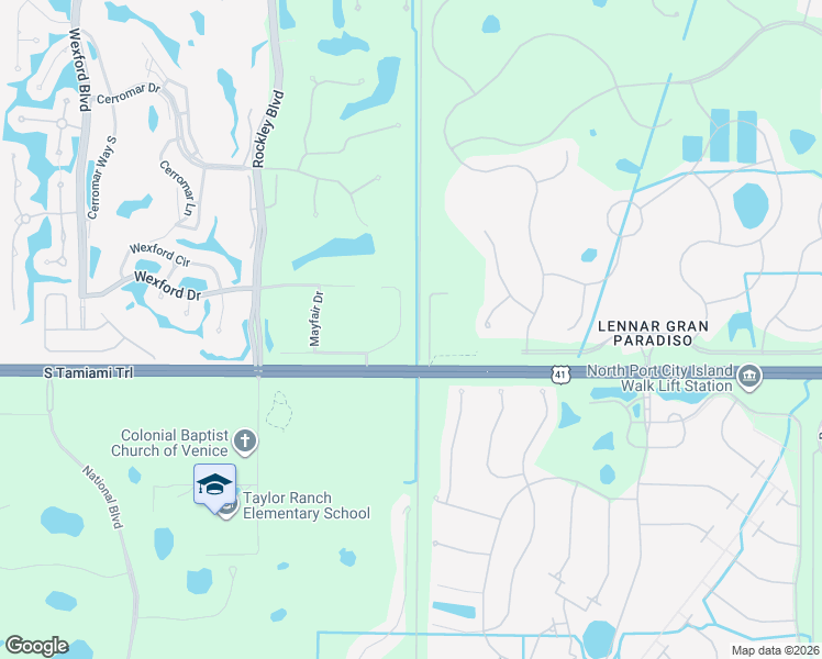 map of restaurants, bars, coffee shops, grocery stores, and more near 271 Fareham Drive in Venice