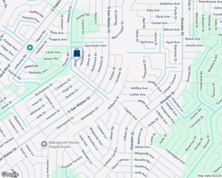 map of restaurants, bars, coffee shops, grocery stores, and more near 2711 Carolina Street in North Port