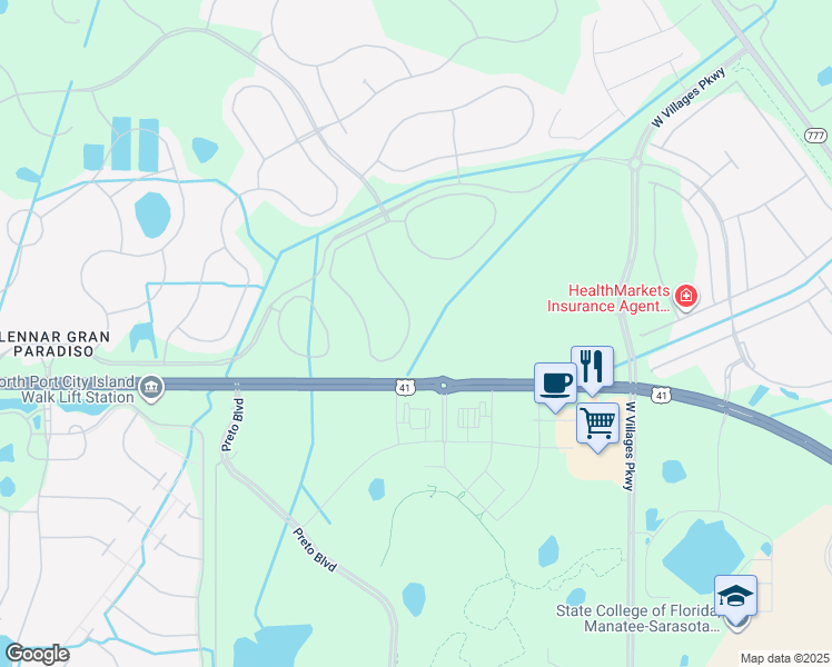 map of restaurants, bars, coffee shops, grocery stores, and more near 20300 Lagente Circle in Venice