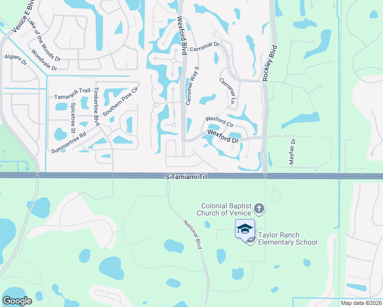 map of restaurants, bars, coffee shops, grocery stores, and more near 318 Langholm Drive in Venice