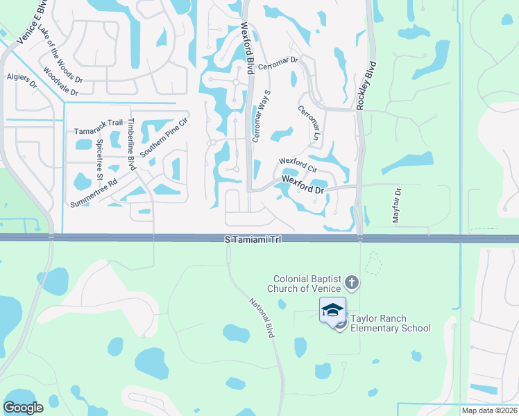 map of restaurants, bars, coffee shops, grocery stores, and more near 318 Langholm Drive in Venice