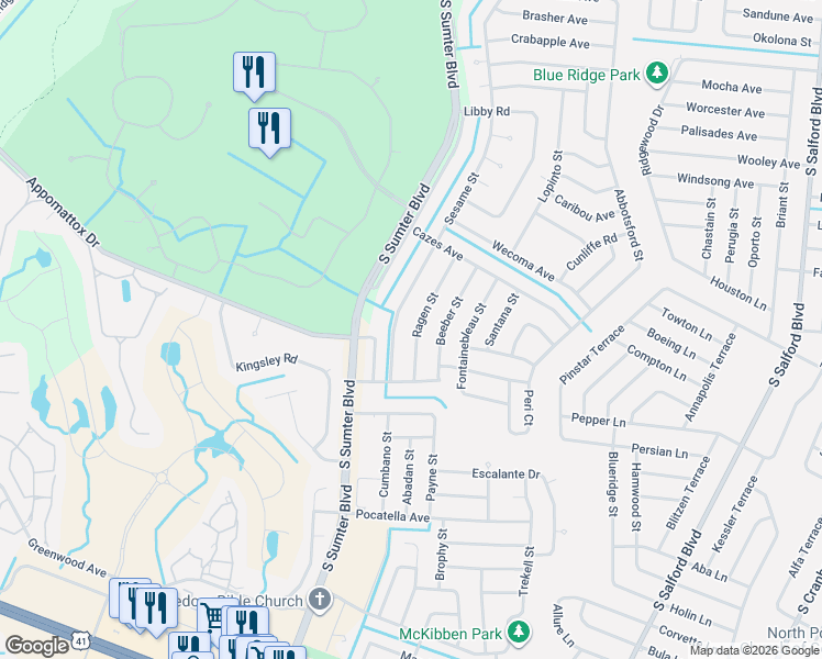 map of restaurants, bars, coffee shops, grocery stores, and more near 3914 Sesame Street in North Port