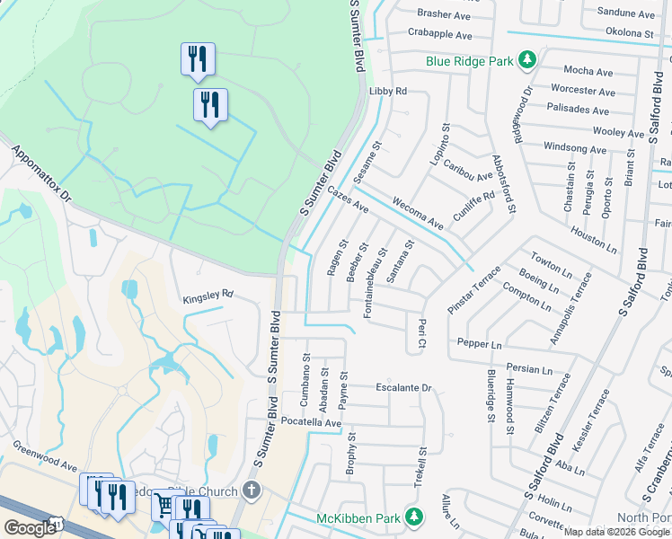 map of restaurants, bars, coffee shops, grocery stores, and more near 3896 Ragen Street in North Port