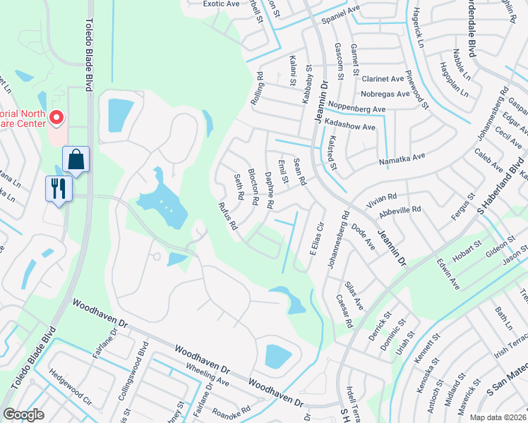 map of restaurants, bars, coffee shops, grocery stores, and more near 3161 Daphne Road in North Port