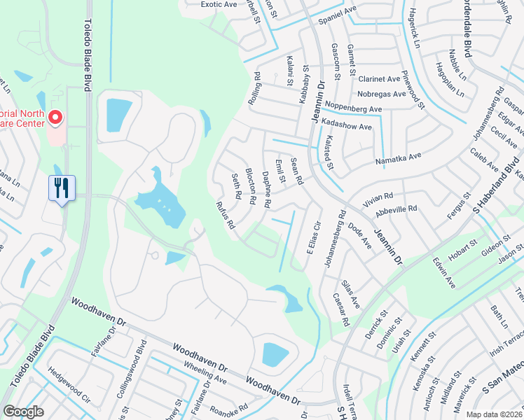map of restaurants, bars, coffee shops, grocery stores, and more near 3161 Daphne Road in North Port