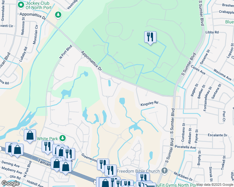 map of restaurants, bars, coffee shops, grocery stores, and more near 4230 Fairway Place in North Port