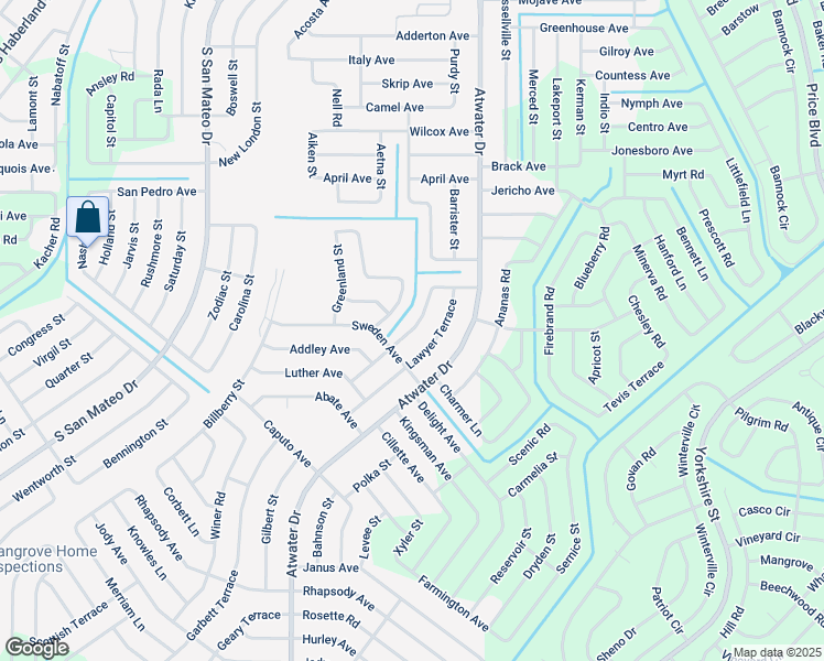 map of restaurants, bars, coffee shops, grocery stores, and more near Wilburn Terrace in North Port
