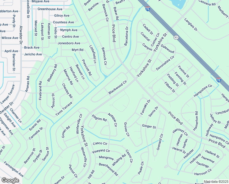 map of restaurants, bars, coffee shops, grocery stores, and more near 1710 Blackwood Circle in North Port