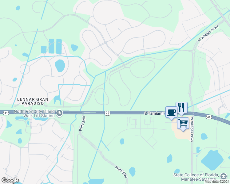 map of restaurants, bars, coffee shops, grocery stores, and more near 20178 Lagente Circle in Venice