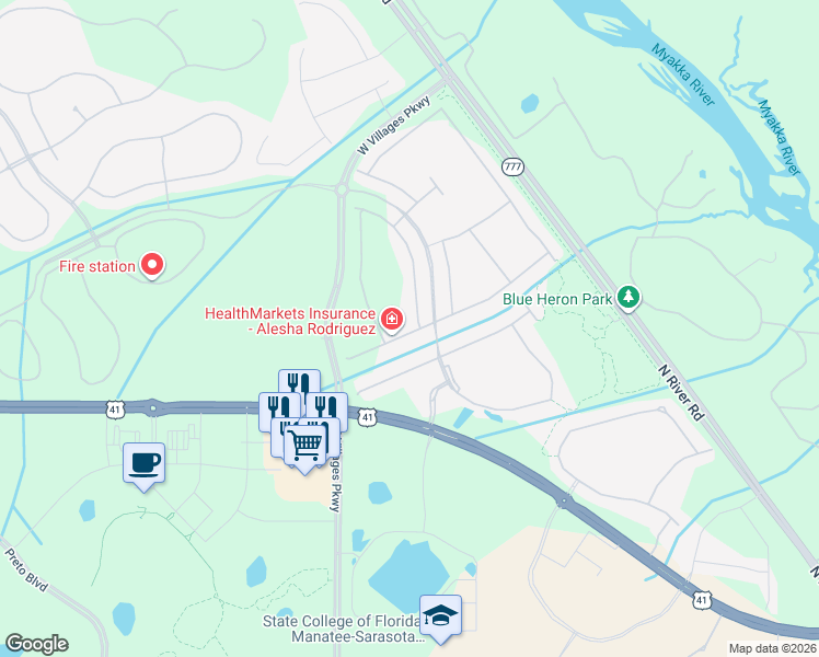 map of restaurants, bars, coffee shops, grocery stores, and more near 11886 Alessandro Lane in Venice