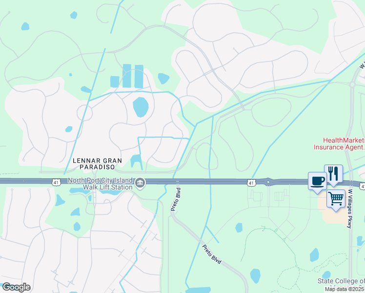 map of restaurants, bars, coffee shops, grocery stores, and more near 20154 Benissimo Drive in Venice