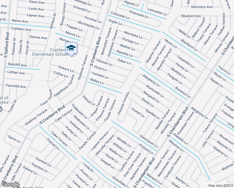 map of restaurants, bars, coffee shops, grocery stores, and more near 2612 Cottage Lane in North Port