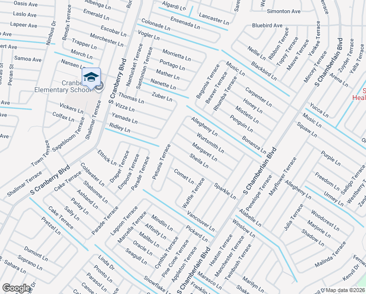 map of restaurants, bars, coffee shops, grocery stores, and more near 2620 Sheila Lane in North Port