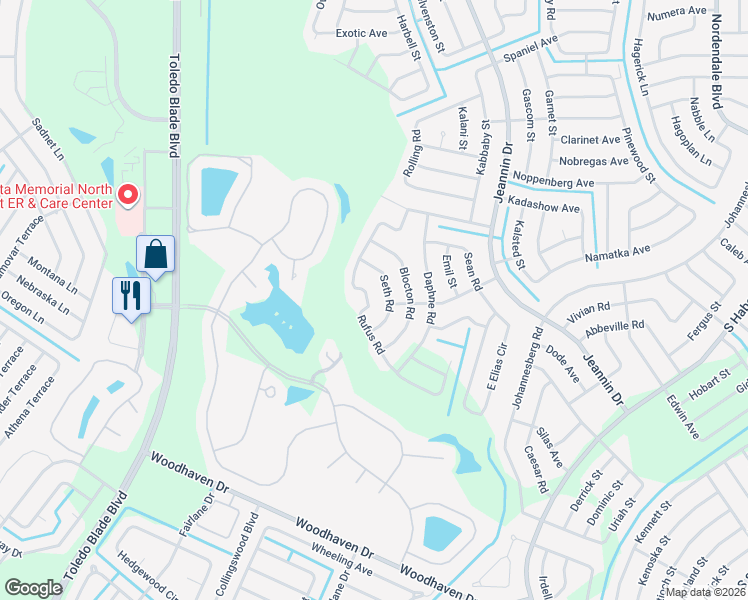 map of restaurants, bars, coffee shops, grocery stores, and more near 3121 Rufus Road in North Port