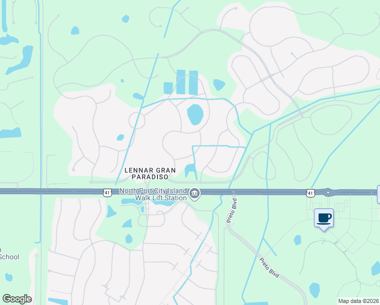 map of restaurants, bars, coffee shops, grocery stores, and more near 13238 Famiglia Drive in Venice