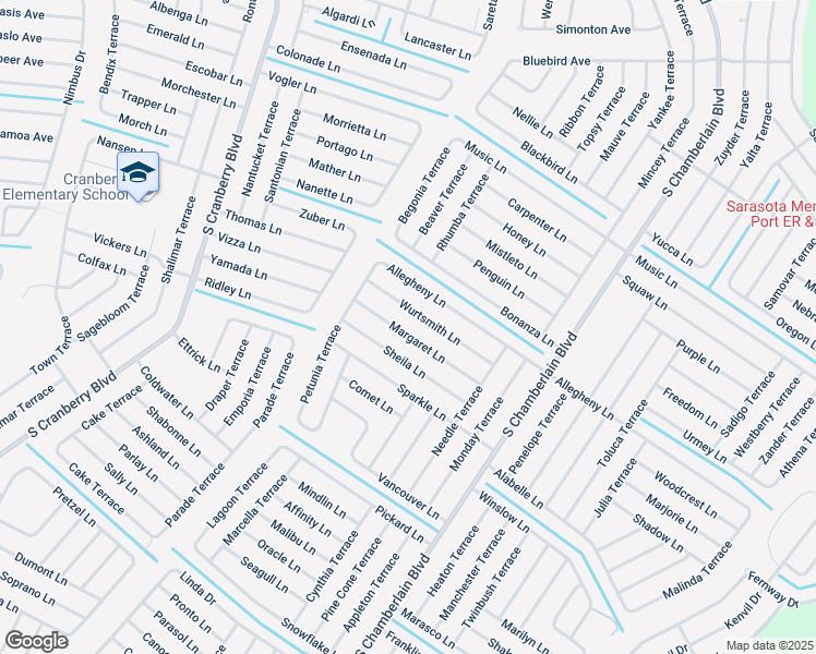map of restaurants, bars, coffee shops, grocery stores, and more near 2498 Margaret Lane in North Port