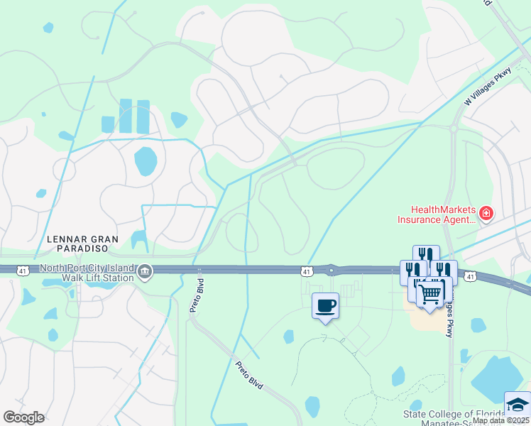 map of restaurants, bars, coffee shops, grocery stores, and more near 20178 Lagente Circle in Venice