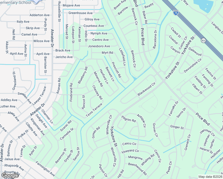 map of restaurants, bars, coffee shops, grocery stores, and more near 2378 Hanford Lane in North Port