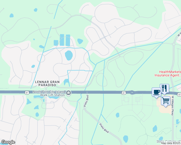 map of restaurants, bars, coffee shops, grocery stores, and more near 20154 Benissimo Drive in Venice