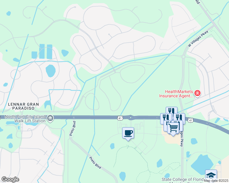 map of restaurants, bars, coffee shops, grocery stores, and more near 20207 Lagente Circle in Venice