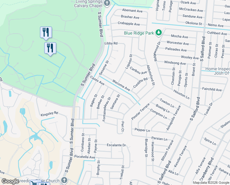 map of restaurants, bars, coffee shops, grocery stores, and more near 3723 Santana Street in North Port